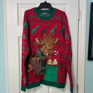33 Degrees Ugly Christmas Sweater Giraffe and Wine Bottle Holder